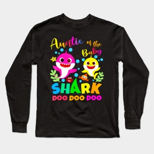 Auntie Of The Shark Birthday Boy Girl Party Family Long Sleeve T-Shirt